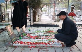 حضور محمدباقر قالیباف بر مزار شهدای تهاجم رژیم صهیونیستی