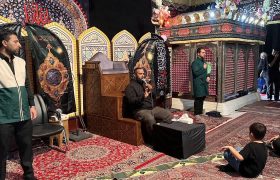 شور عاشورایی هیئت خدام‌الرضا(ع) در امامزاده باغ‌فیض؛ سینه‌زنی، مرثیه‌خوانی و «لبیک یا حسین(ع)»